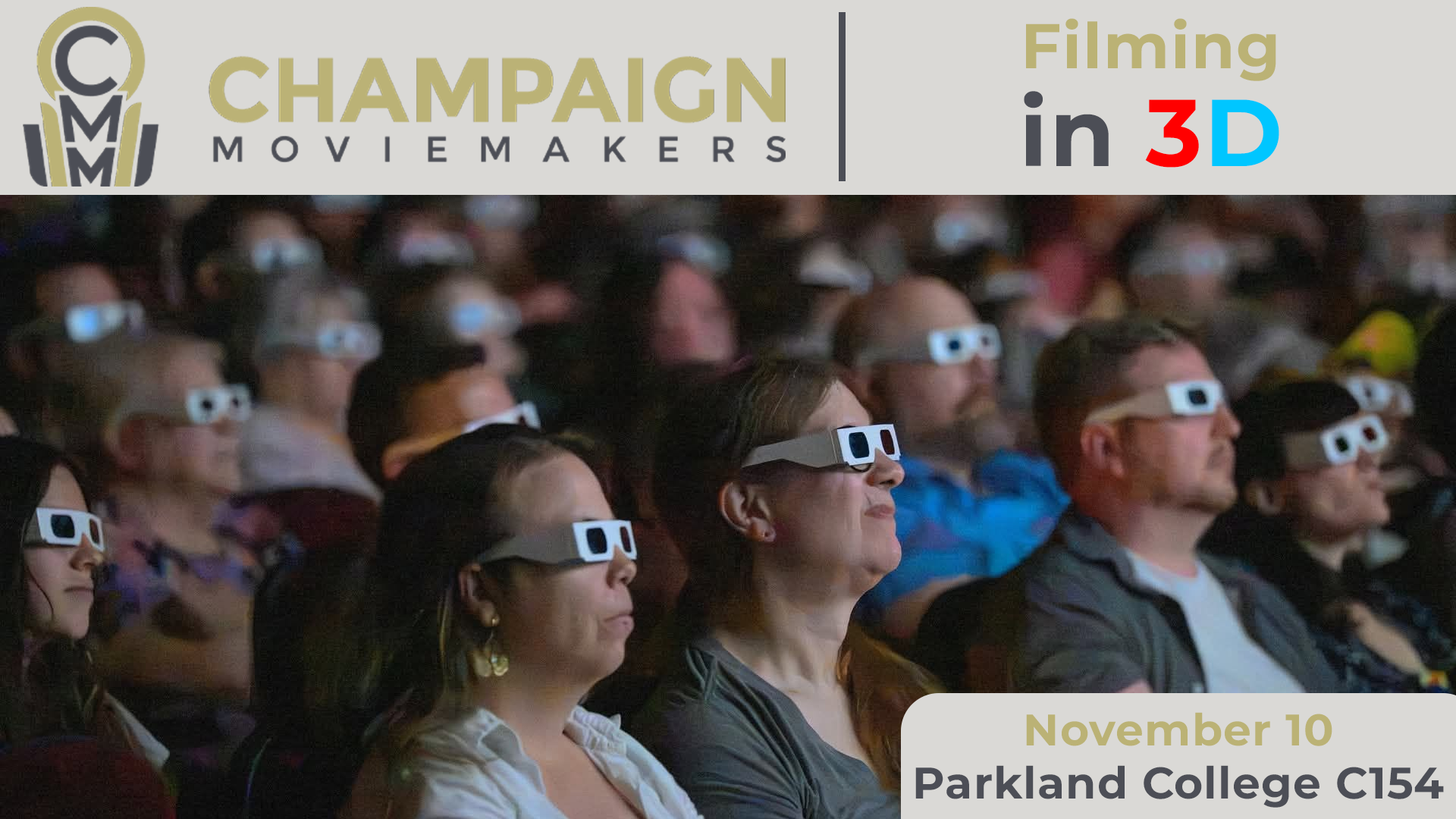 Crowd of people with 3D glasses